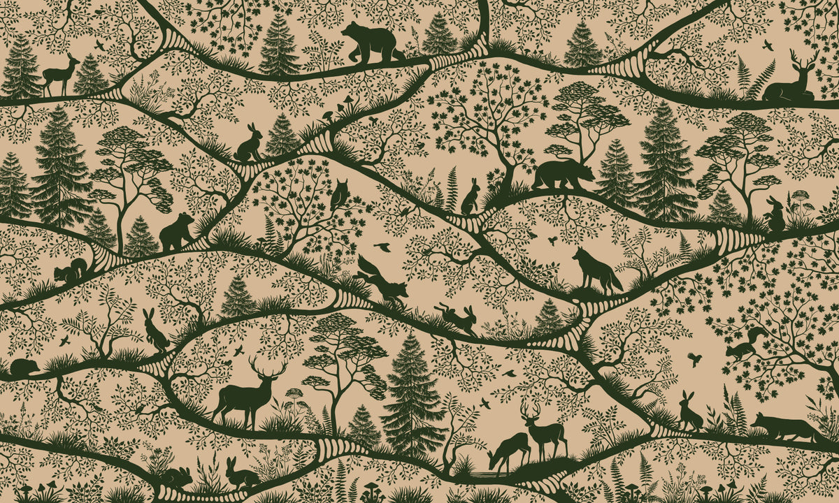 Nordic Nature Beige Green Wall Mural in your room