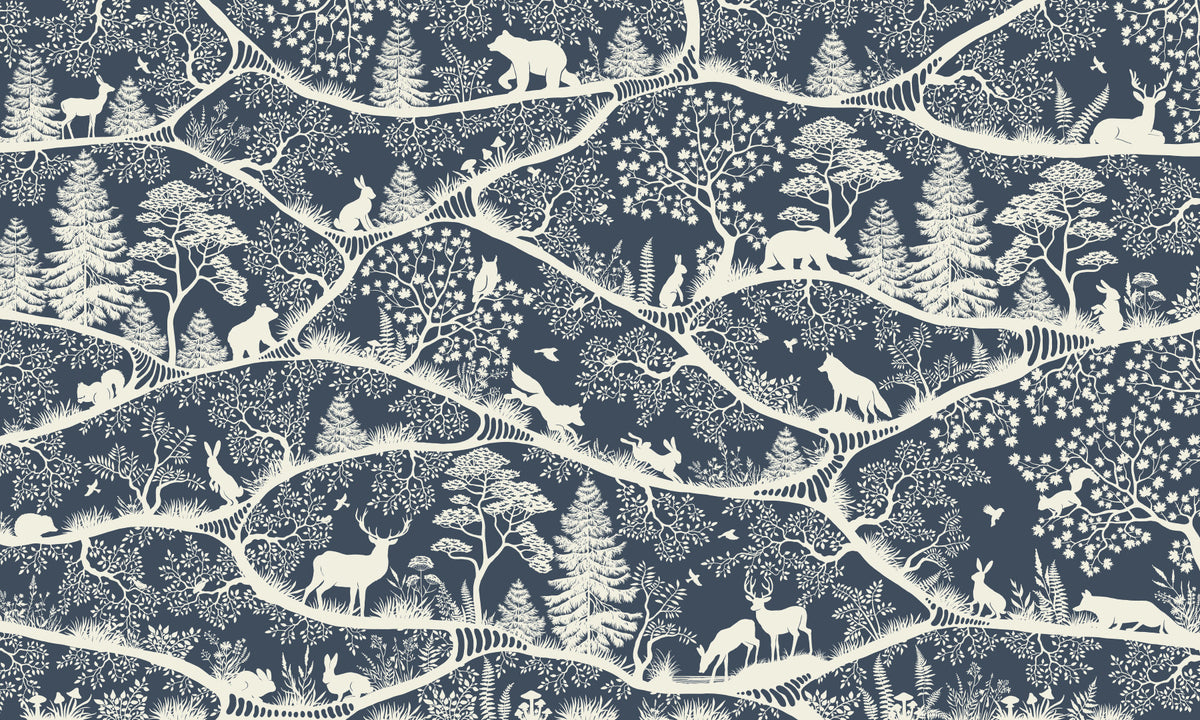 Nordic Nature Blue White Wall Mural in your room