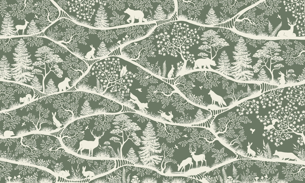 Nordic Nature Green White Wall Mural in your room