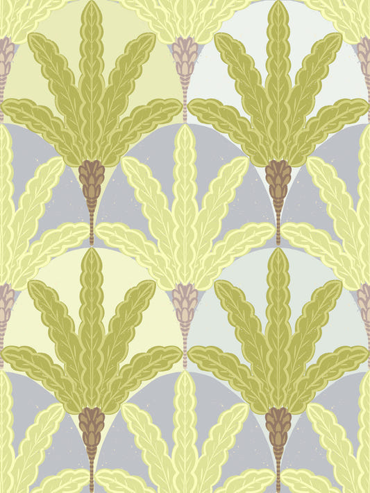 Verdant Fan Pattern Wallpaper⁠