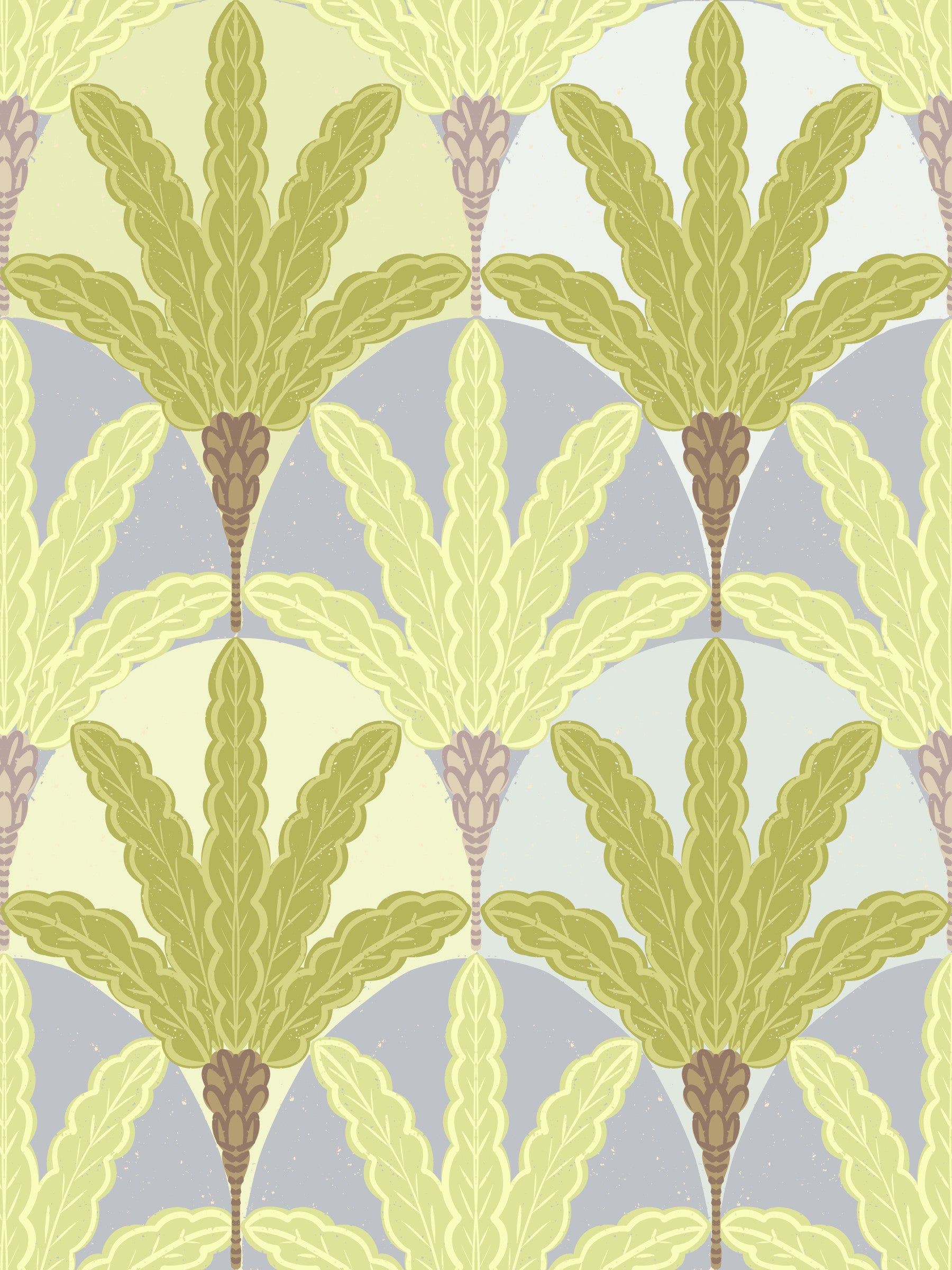 Verdant Fan Pattern Wallpaper⁠