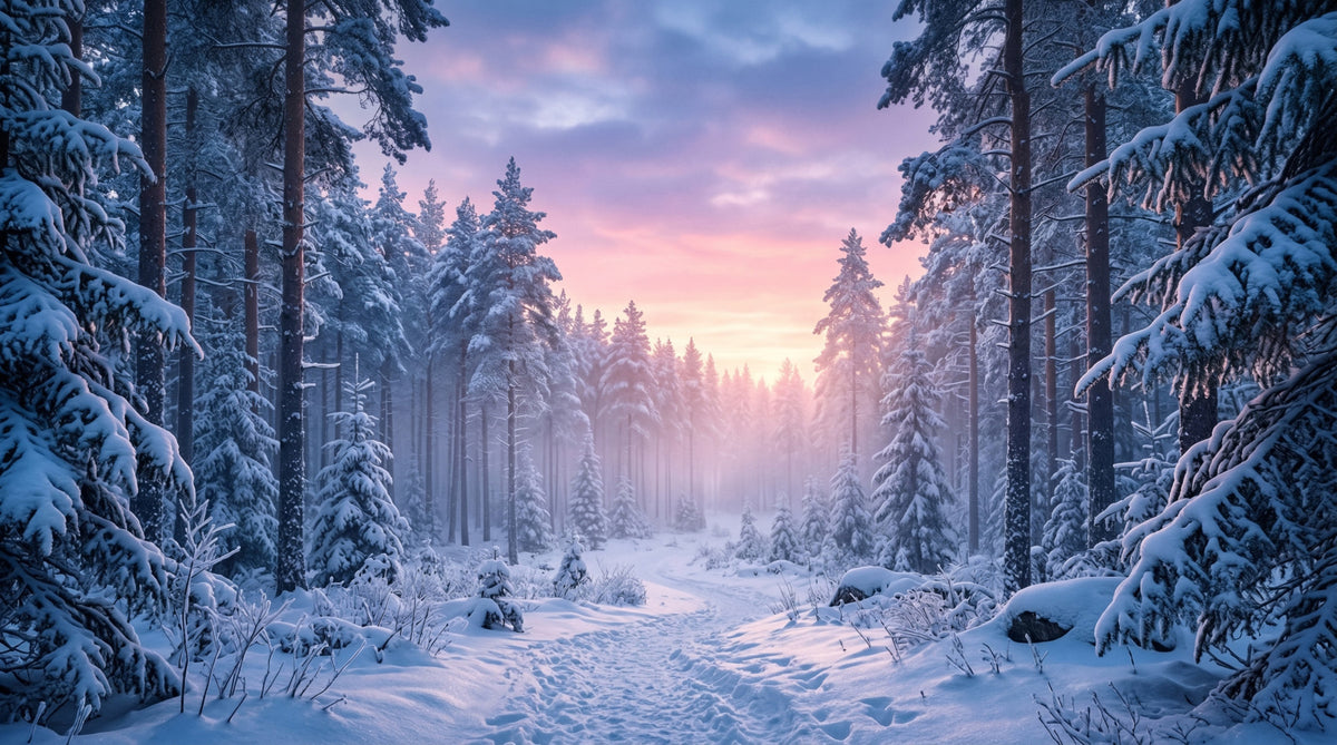 Snowy Path, Pastel Sky Wall Mural in your room — zoomed