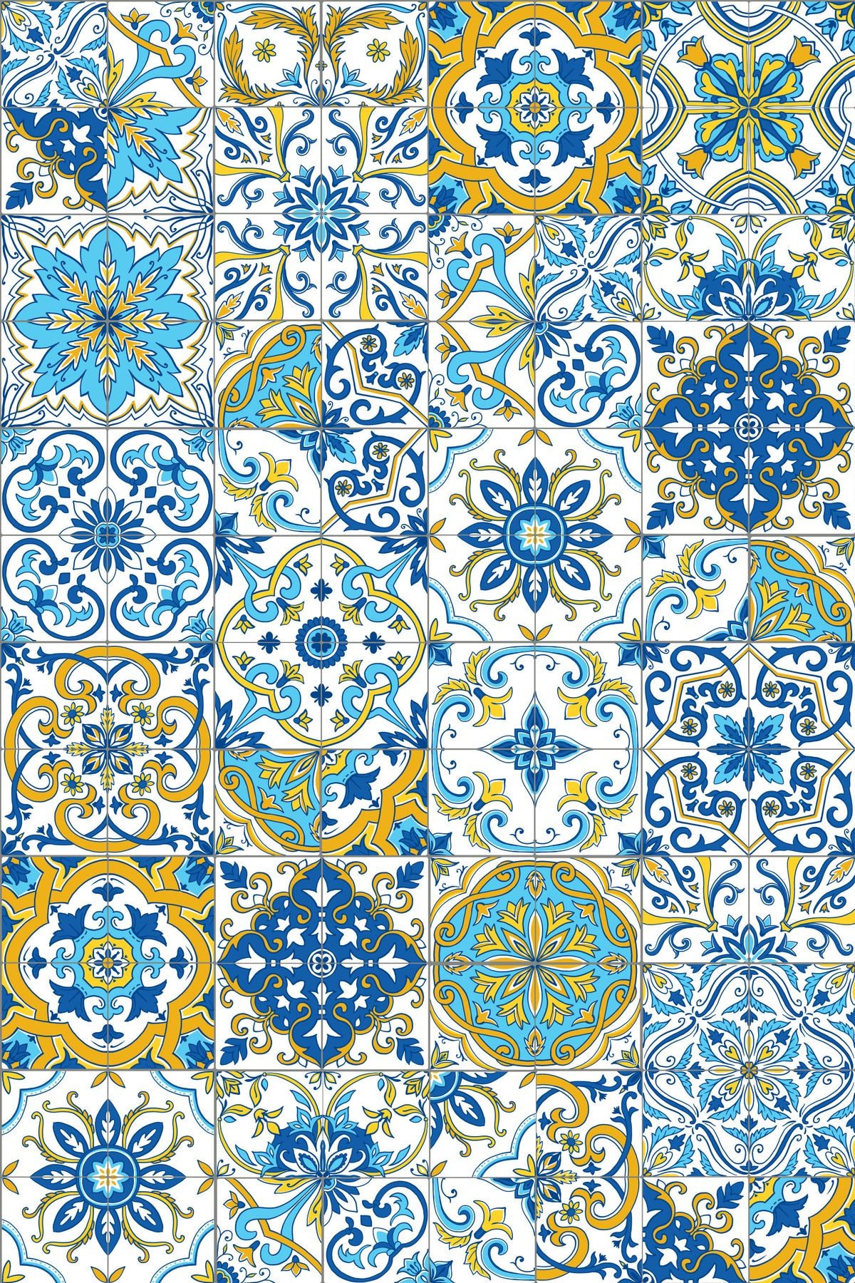 Mediterranean hues/ Azulejo tiles Wallpaper⁠ in your room