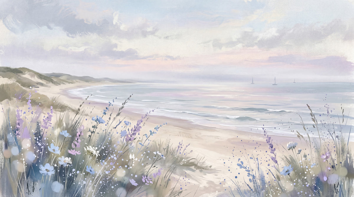 Seaside Serenity & Dune Blooms Wall Mural in your room — zoomed