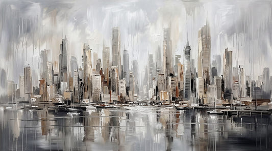 Urban Tide: Cityscape Reflection Art Wall Mural