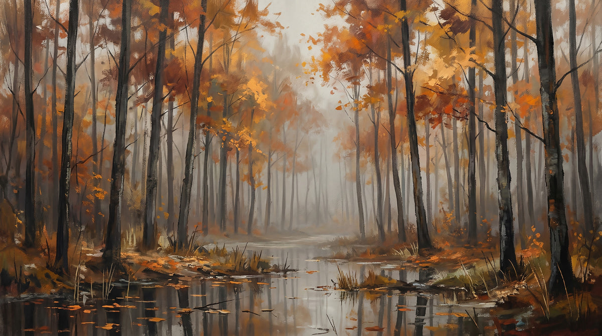 Misty Autumn Reflections Wall Mural in your room
