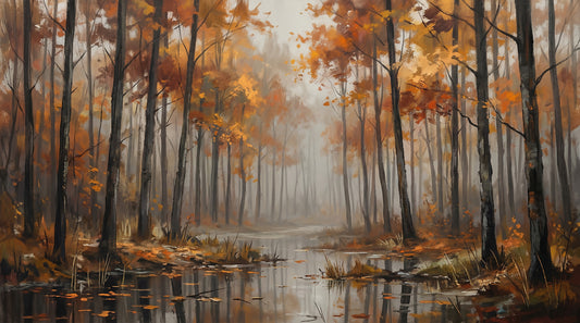 Misty Autumn Reflections Wall Mural