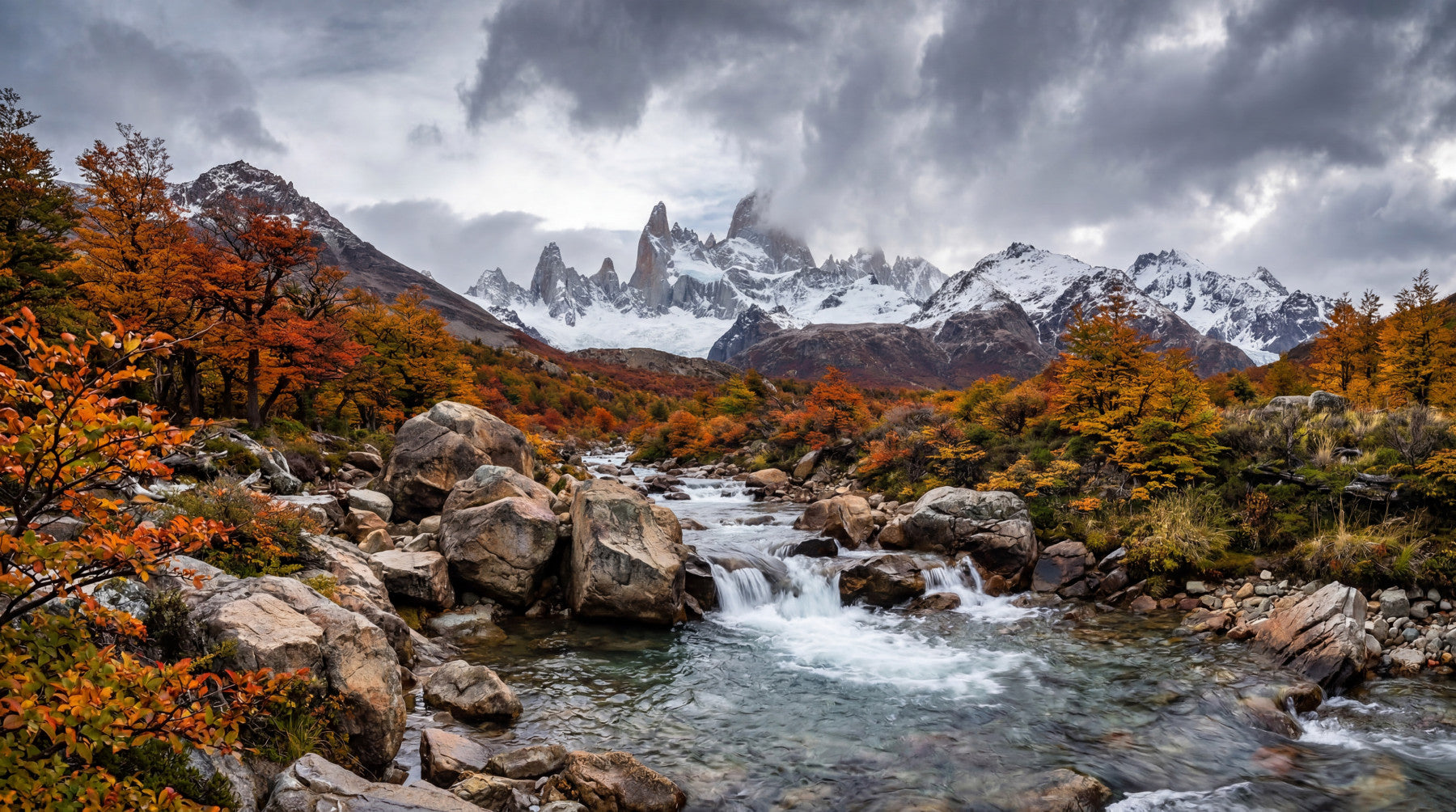 Alpine Autumn Cascade Wall Mural