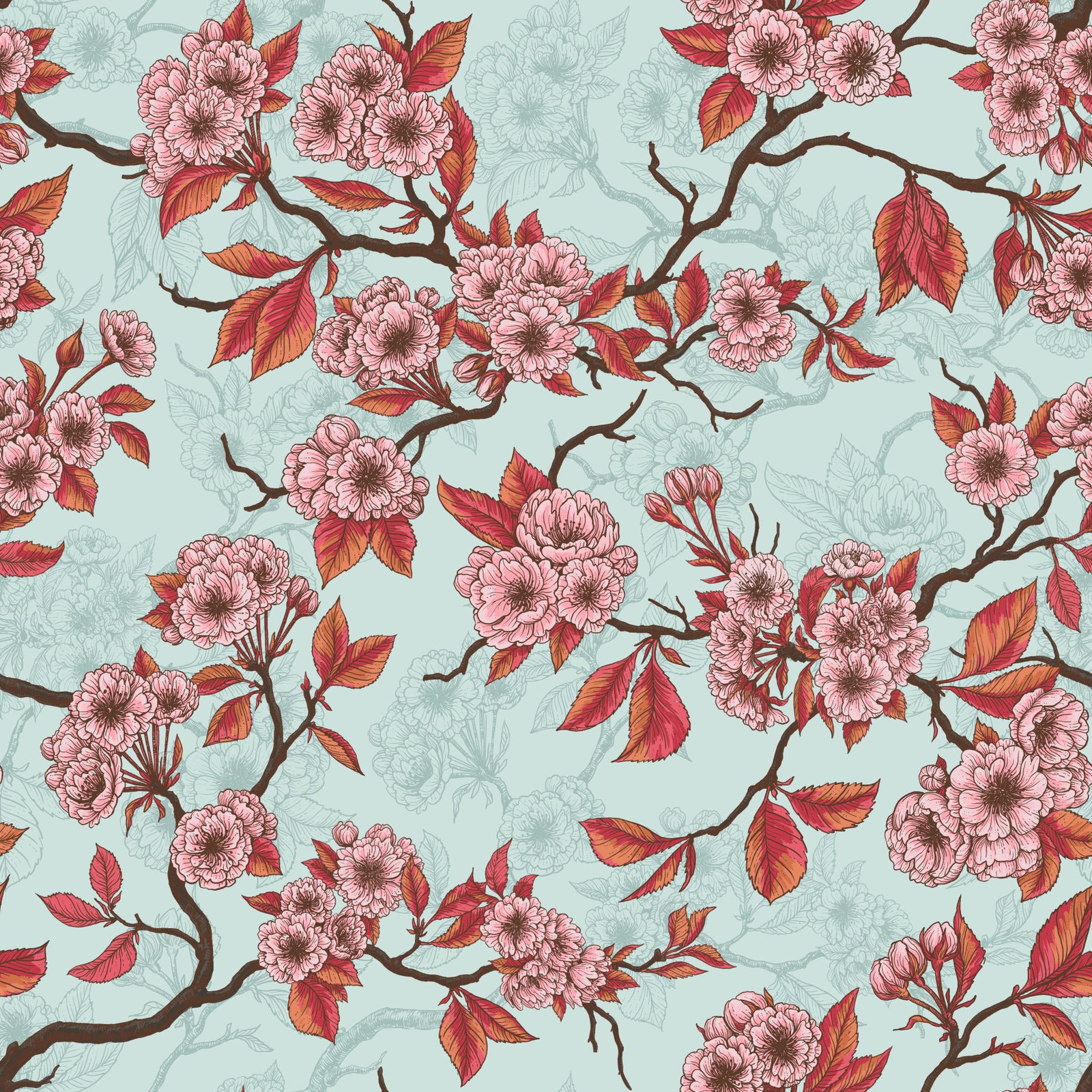 Cherry blossom on sea glass Wallpaper⁠