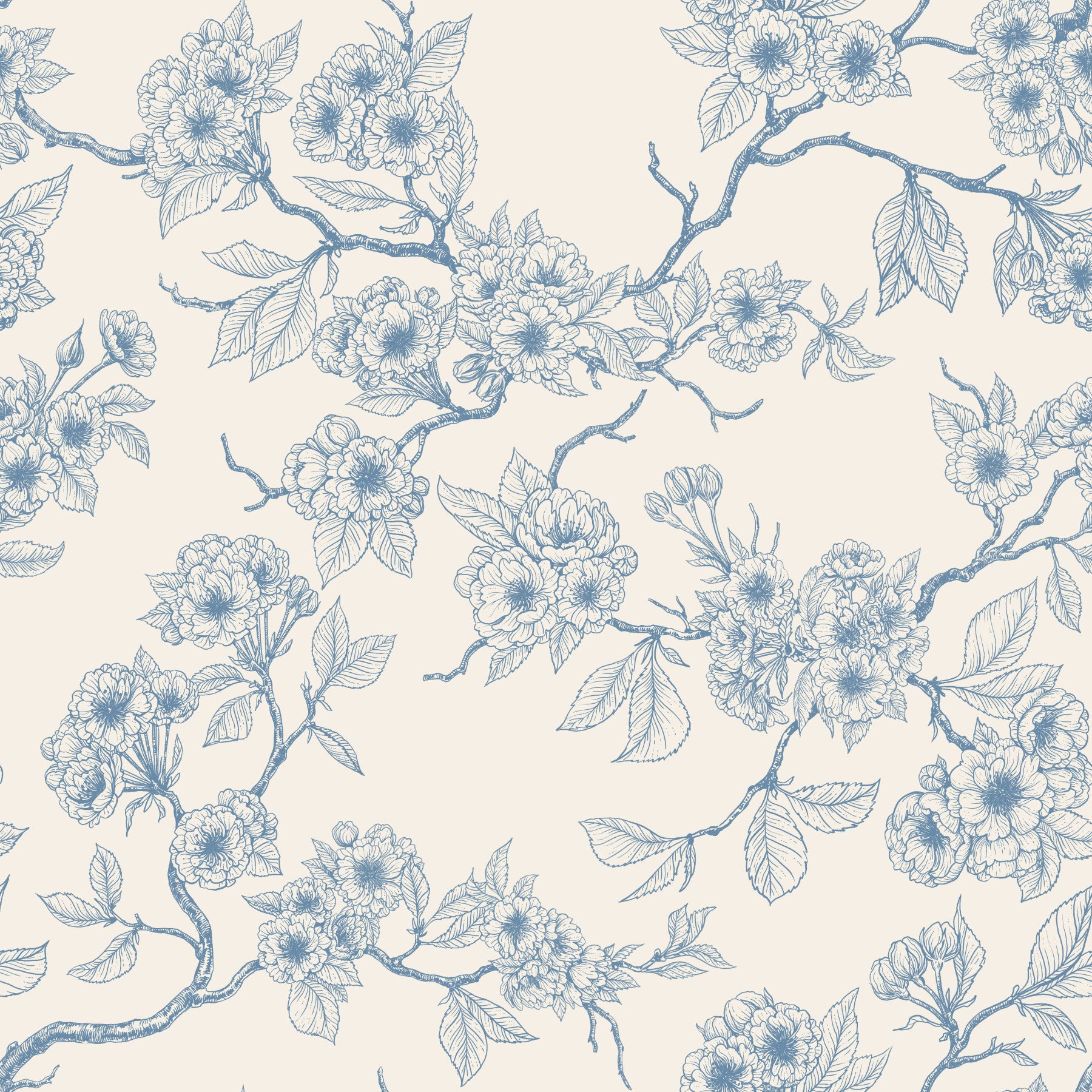 Dining area design using Serene Blossom Branches wallpaper in neutral palette
