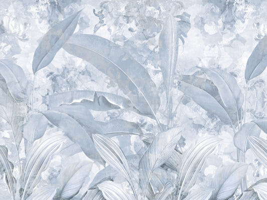 Misty Blue Tropical Palm Wall Mural