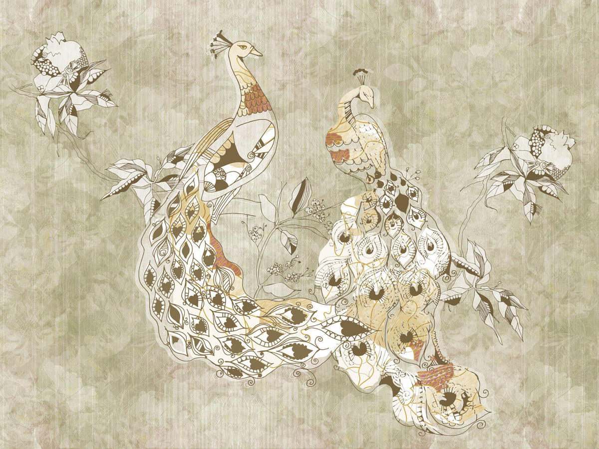 Ornate Vintage Bird Wall Mural Wall Mural in your room