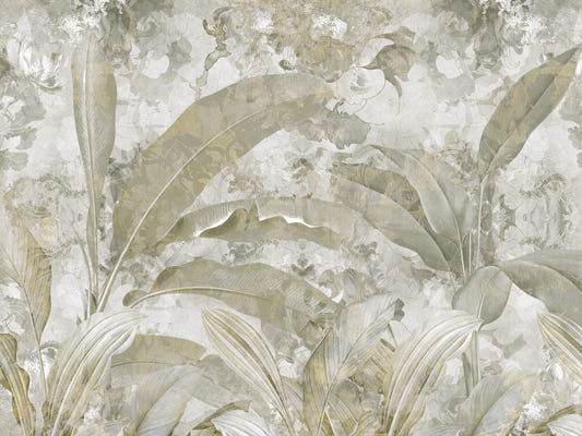 Sage Green Tropical Leaves Wall Mural