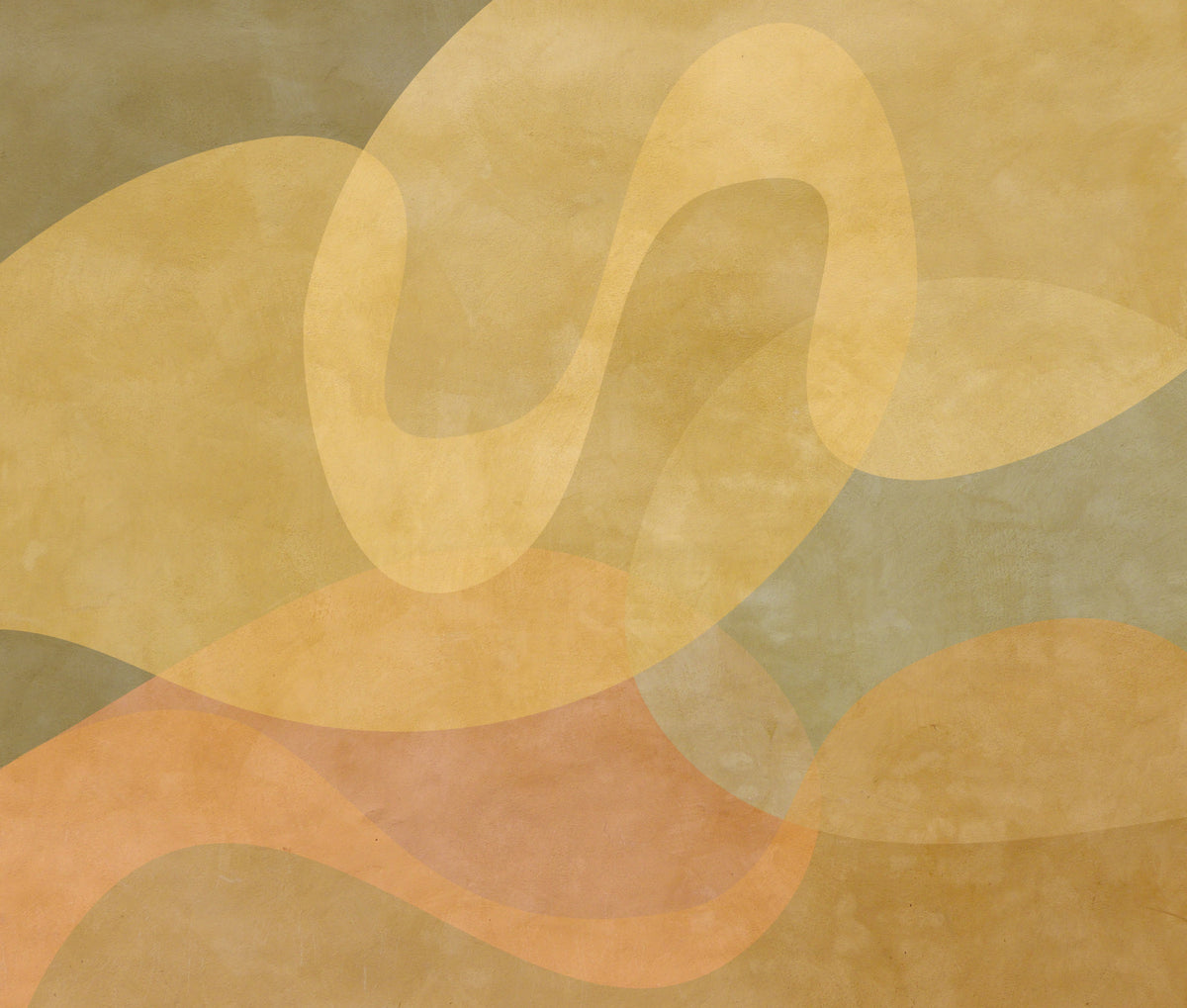 Golden Ochre Organic Flow Wall Mural in your room