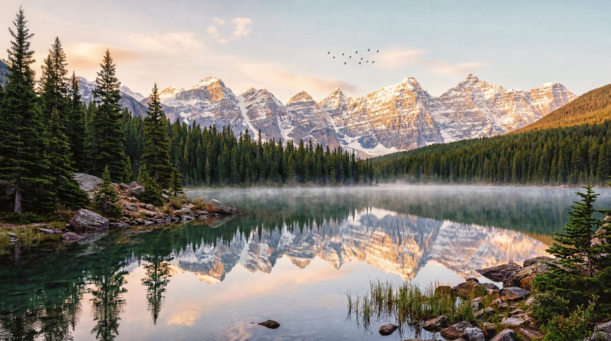 Alpine Dawn Reflection Wall Mural in your room