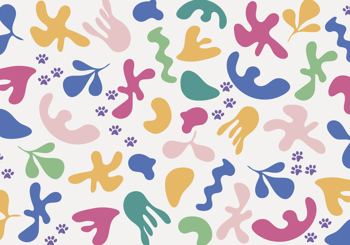 Whimsical Shapes, Happy Paws Wall Mural in your room