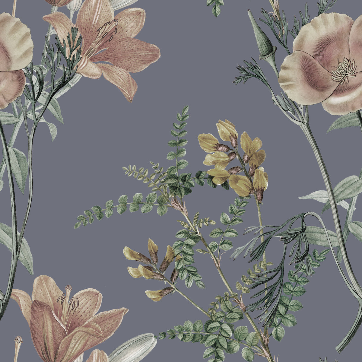 Serenidad botánica vintage Wallpaper⁠ in your room — zoomed