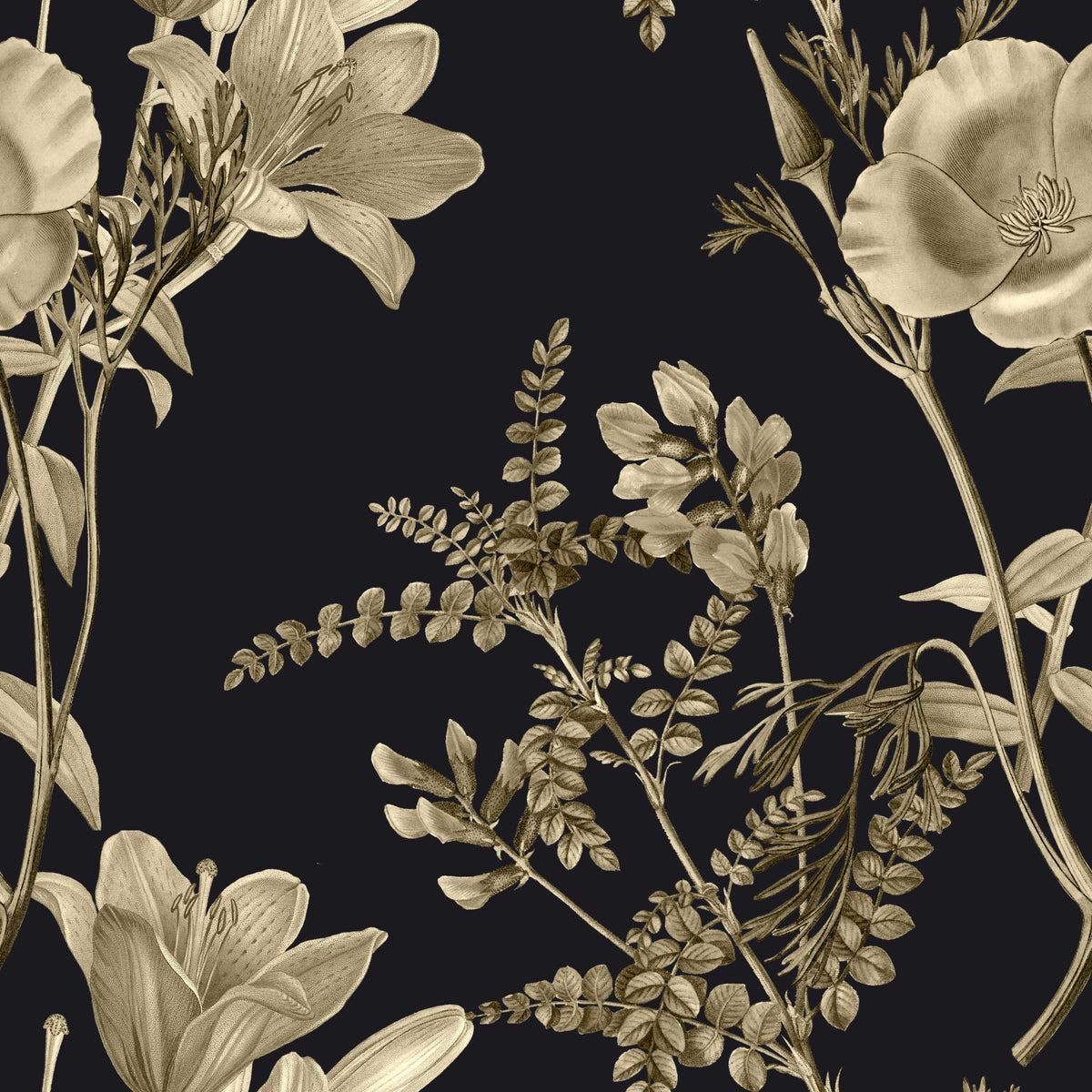Drama botánico dorado Wallpaper⁠ in your room — zoomed