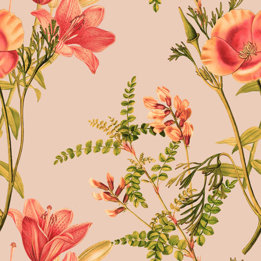Flor de coral vintage Wallpaper⁠