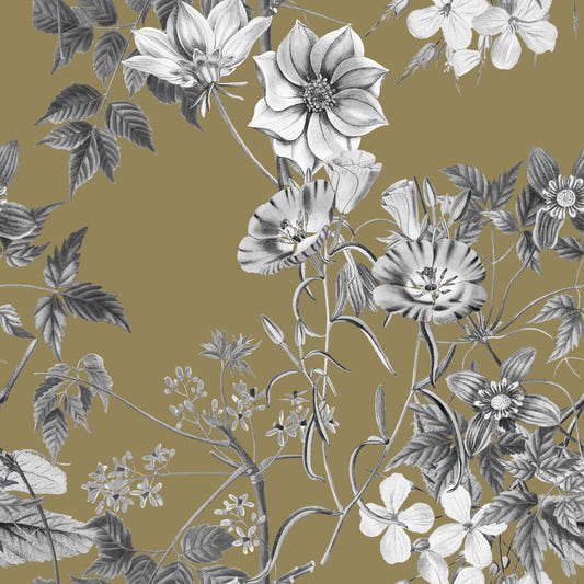 Golden Botanical Prints Wallpaper