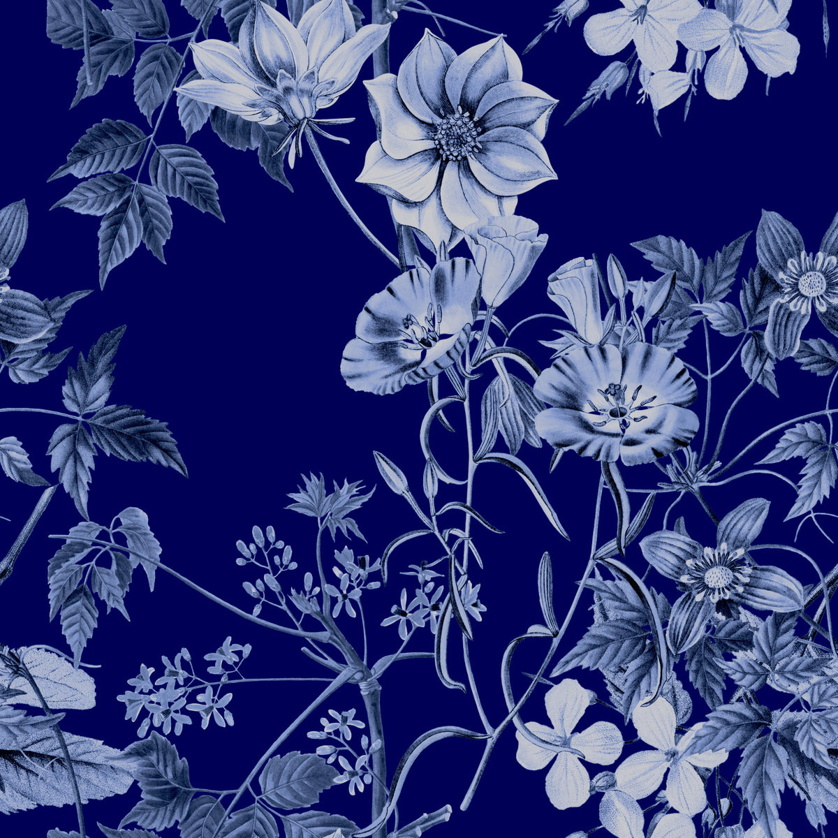 Midnight Flower Prints Wallpaper in your room — zoomed