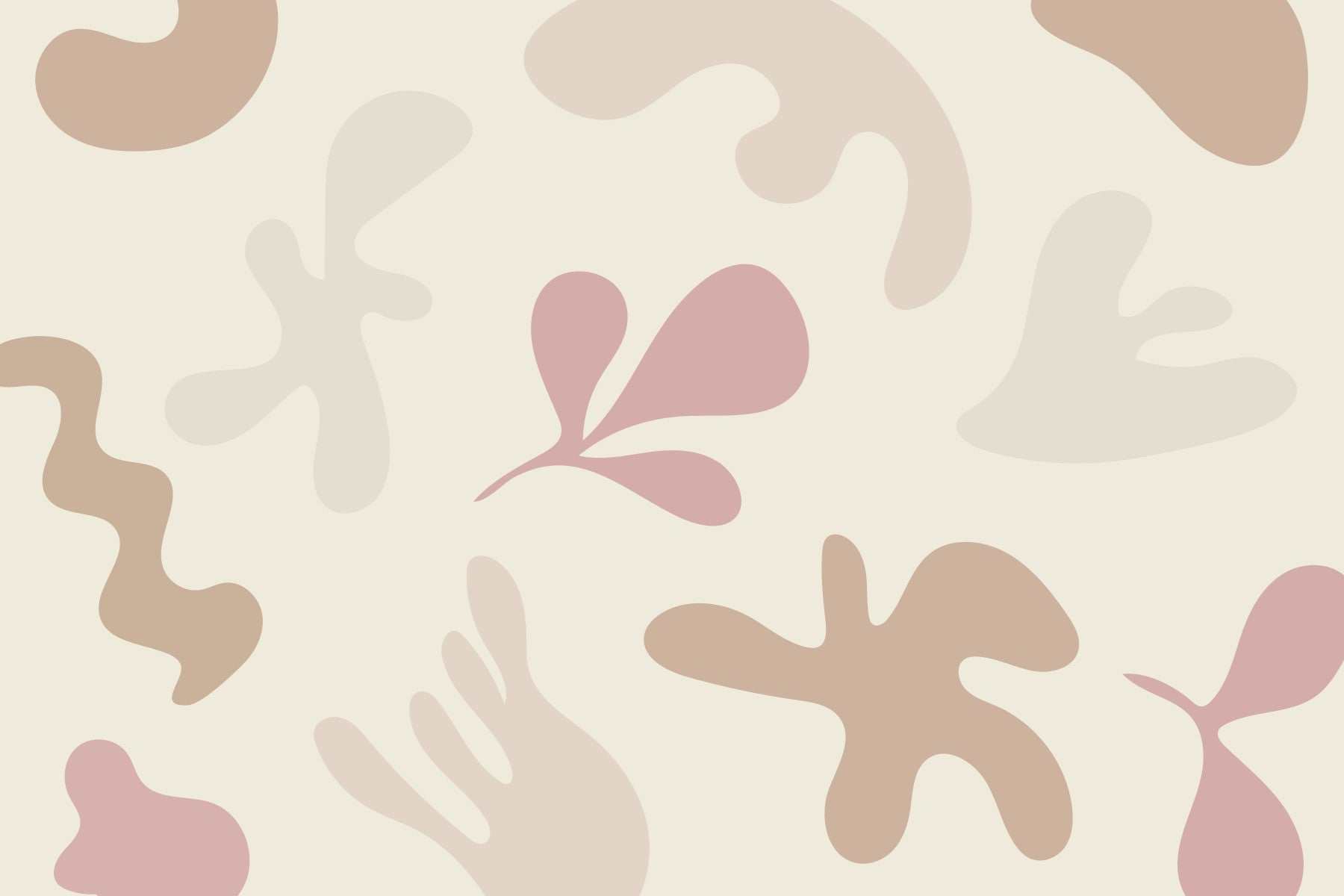 Bedroom Organic Flow wall mural muted abstract shapes