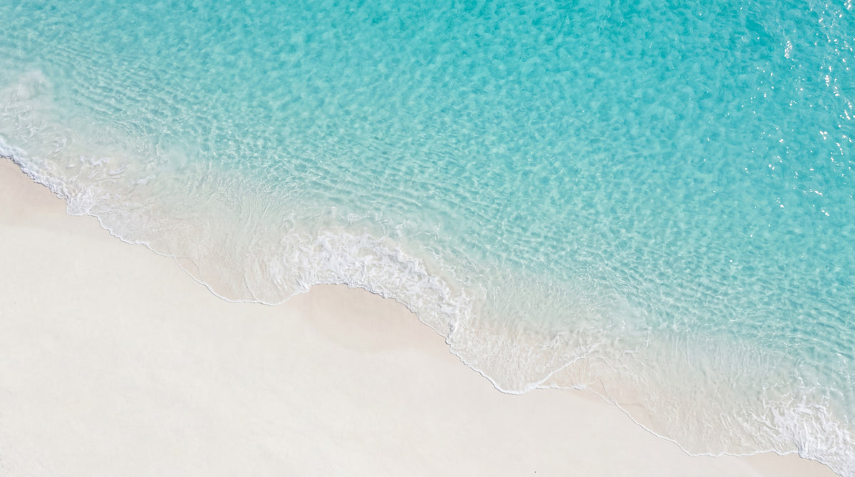 Aqua Shoreline Bliss Wall Mural in your room — zoomed