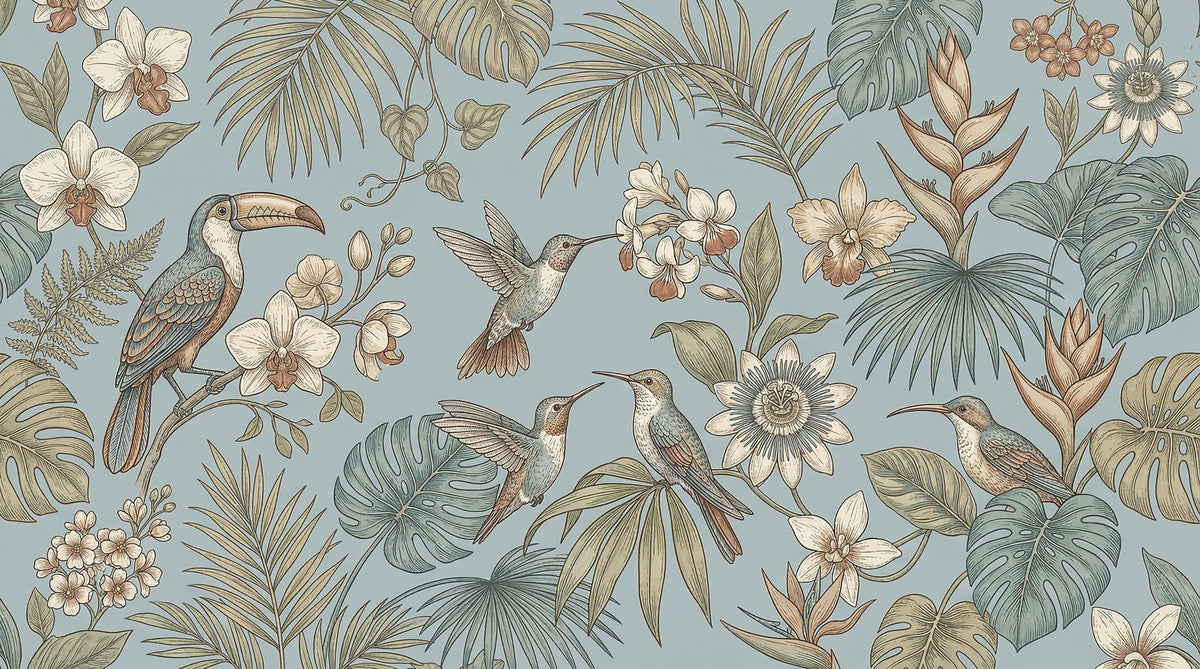 Tropical Birds Serenity  Wall Mural in your room