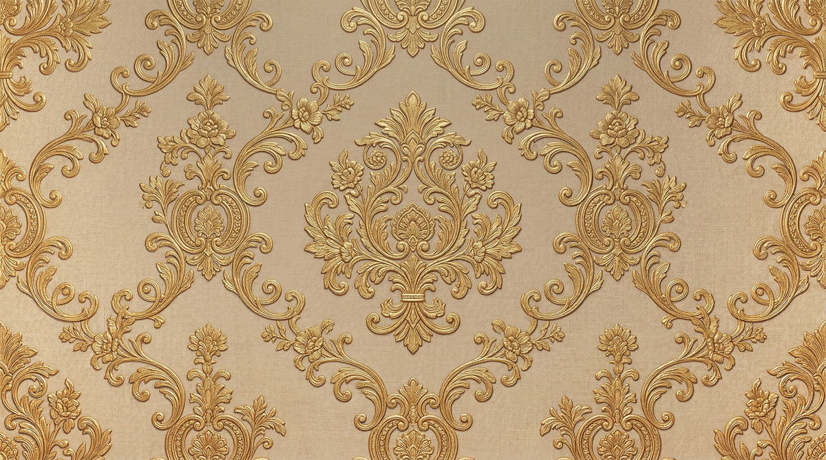 Gilded Floral Elegance Wall Mural in your room