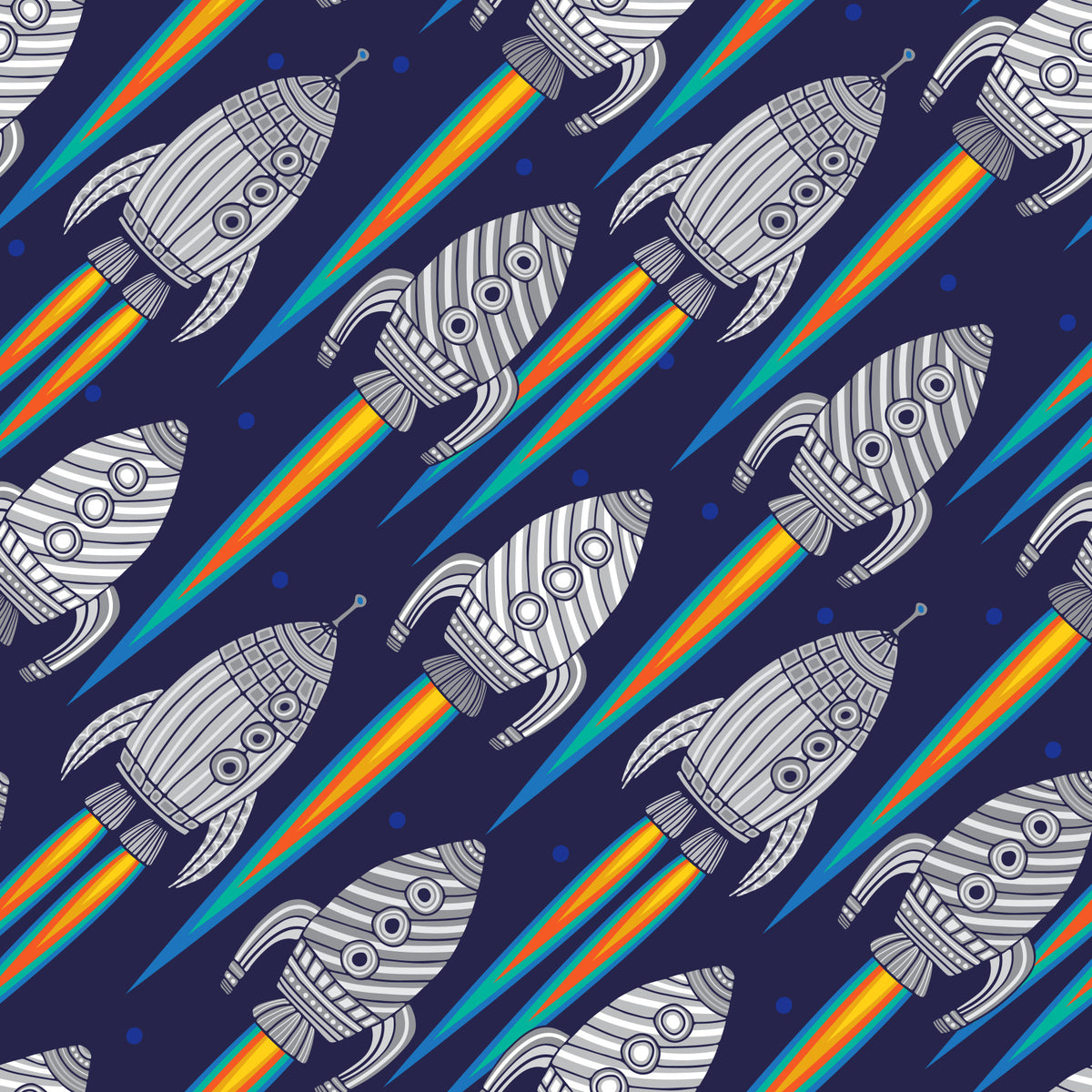 Blast Off! Outerspace Rockets Kids Spaceships Wallpaper⁠ in your room