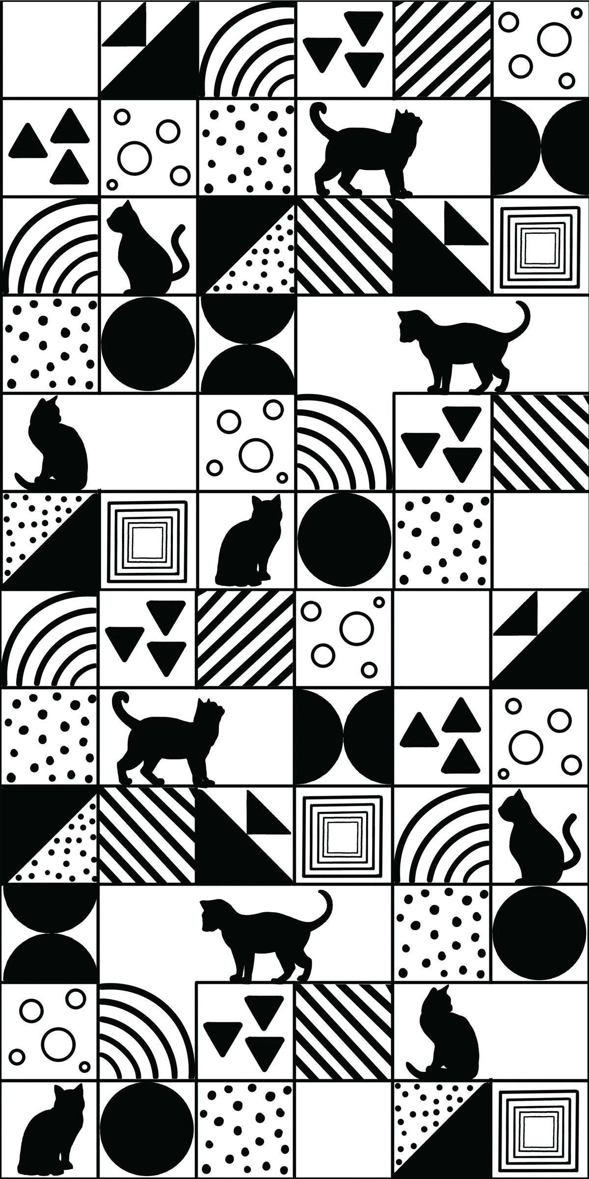 Monochrome Cat Maze Wallpaper⁠ in your room — zoomed