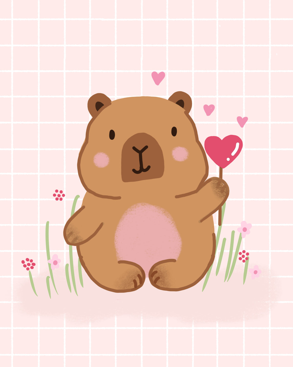 Capybara in Love Wall Mural in your room