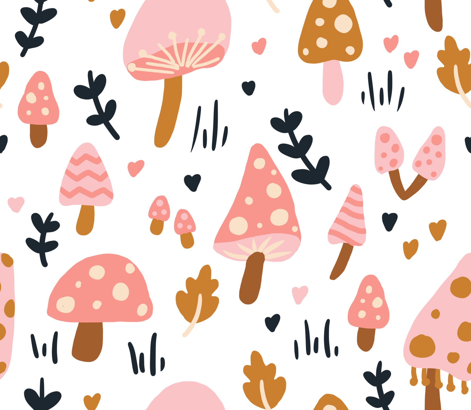 Sweet Woodland Mushrooms Wallpaper⁠ in your room — zoomed