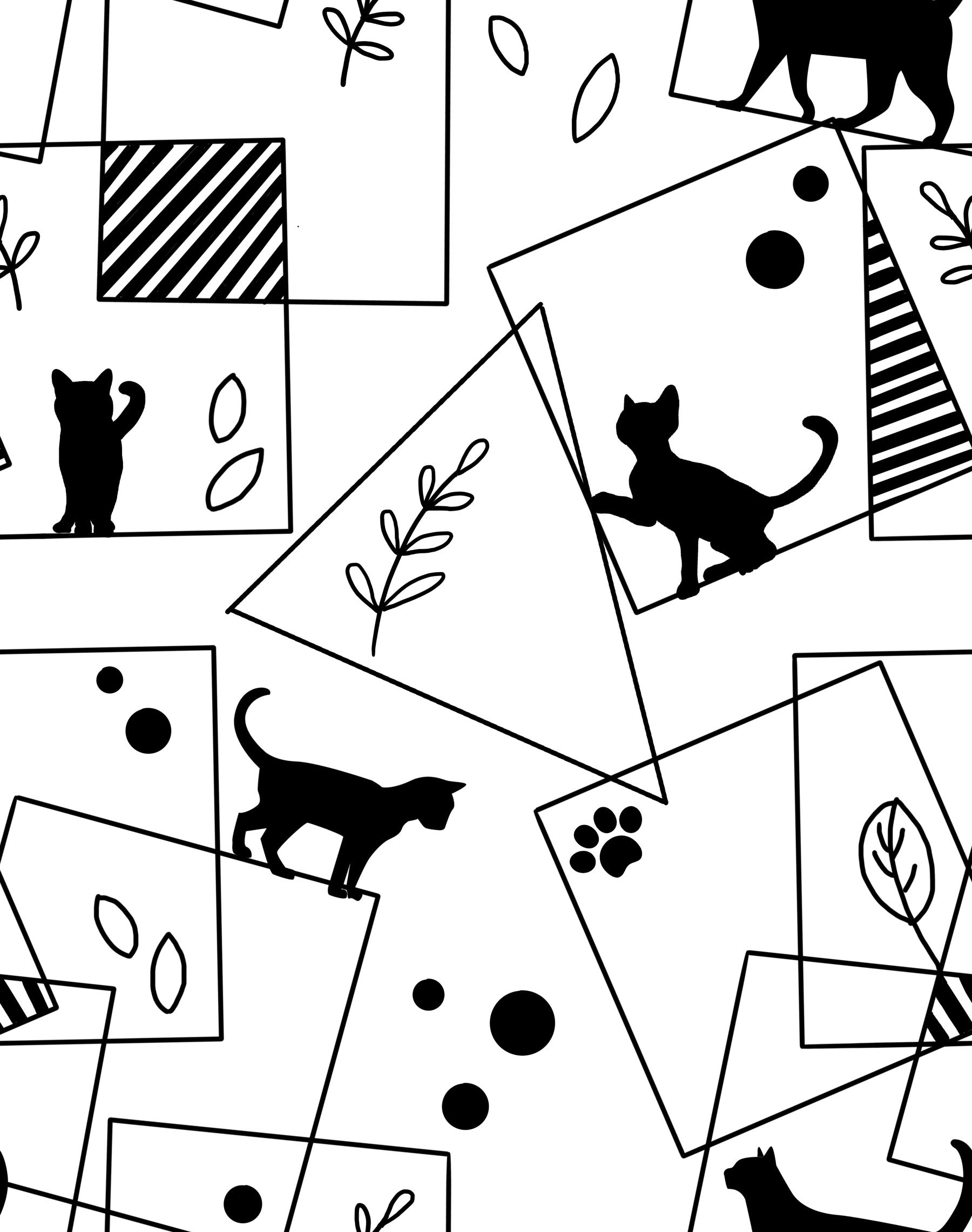 Geometric Cats Wallpaper⁠ in your room — zoomed