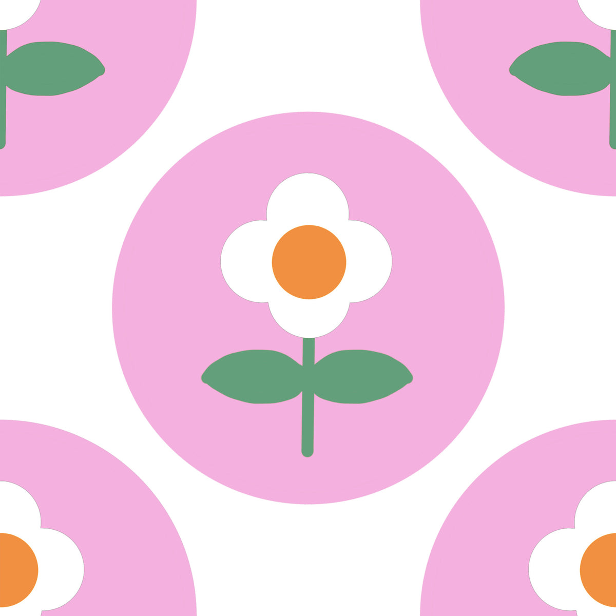 Retro Daisy Circles Wallpaper⁠ in your room — zoomed