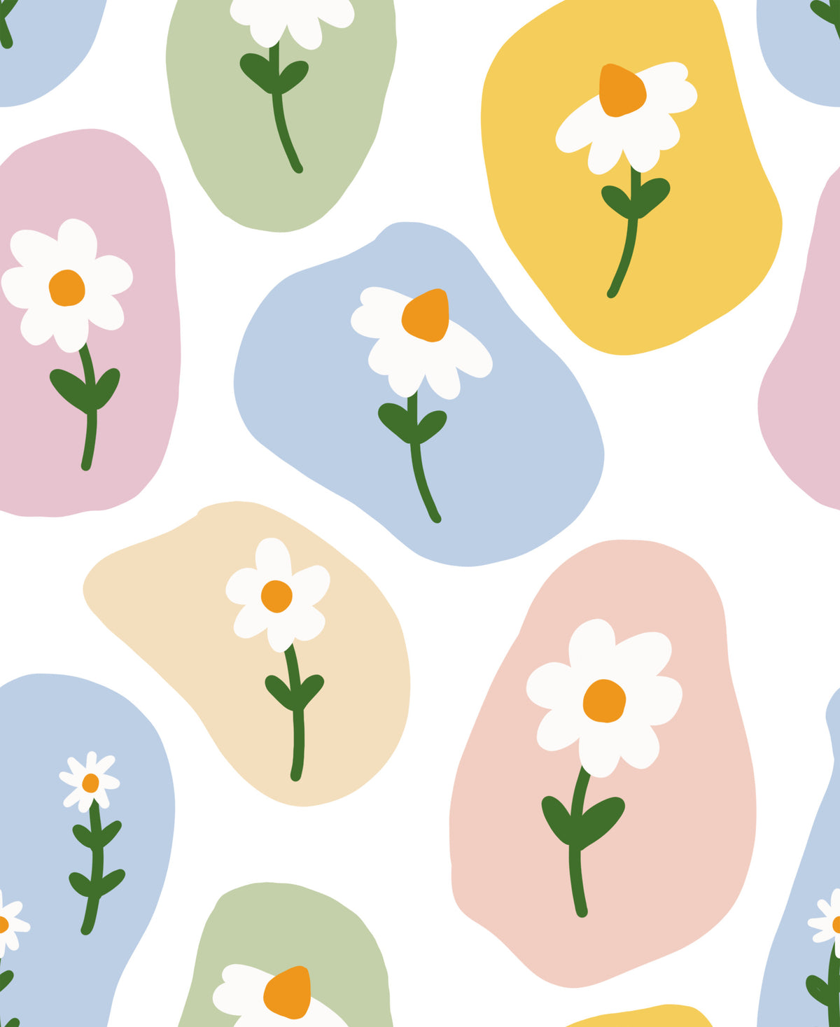 Pastel Daisy Pebbles Wallpaper⁠ in your room — zoomed