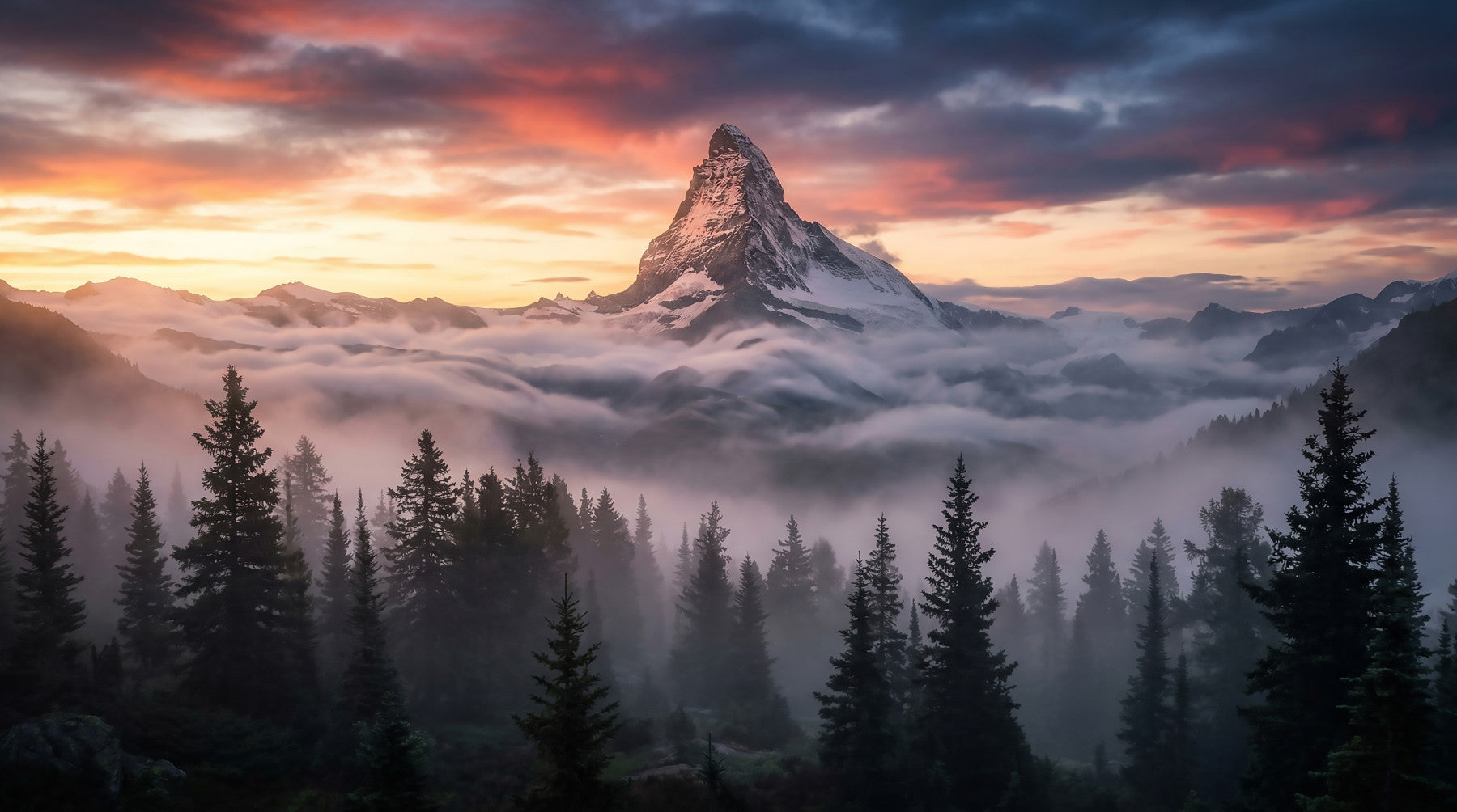 Mountain Majesty at Sunset Wall Mural