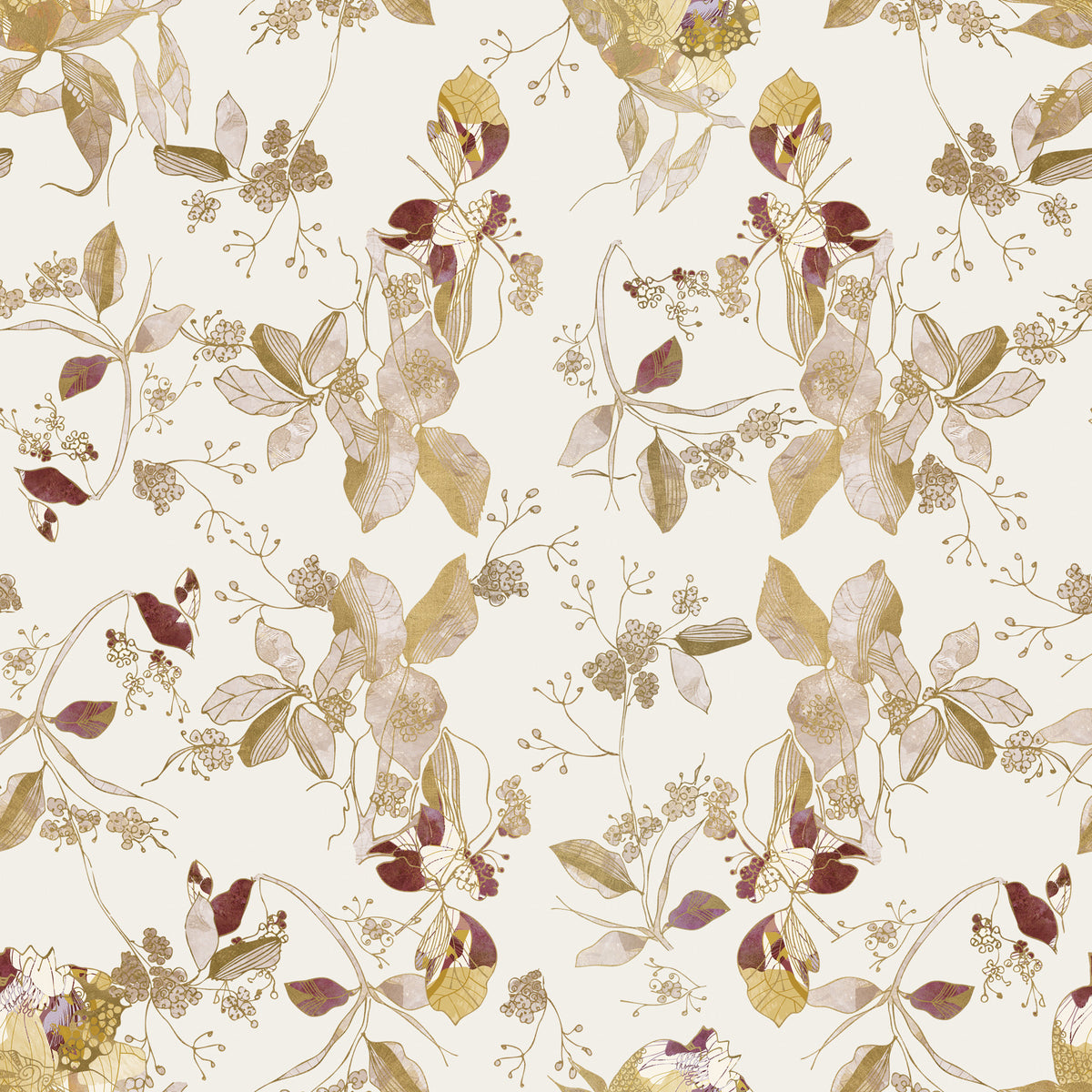 Navy Heritage Floral Trail  Wallpaper⁠ in your room