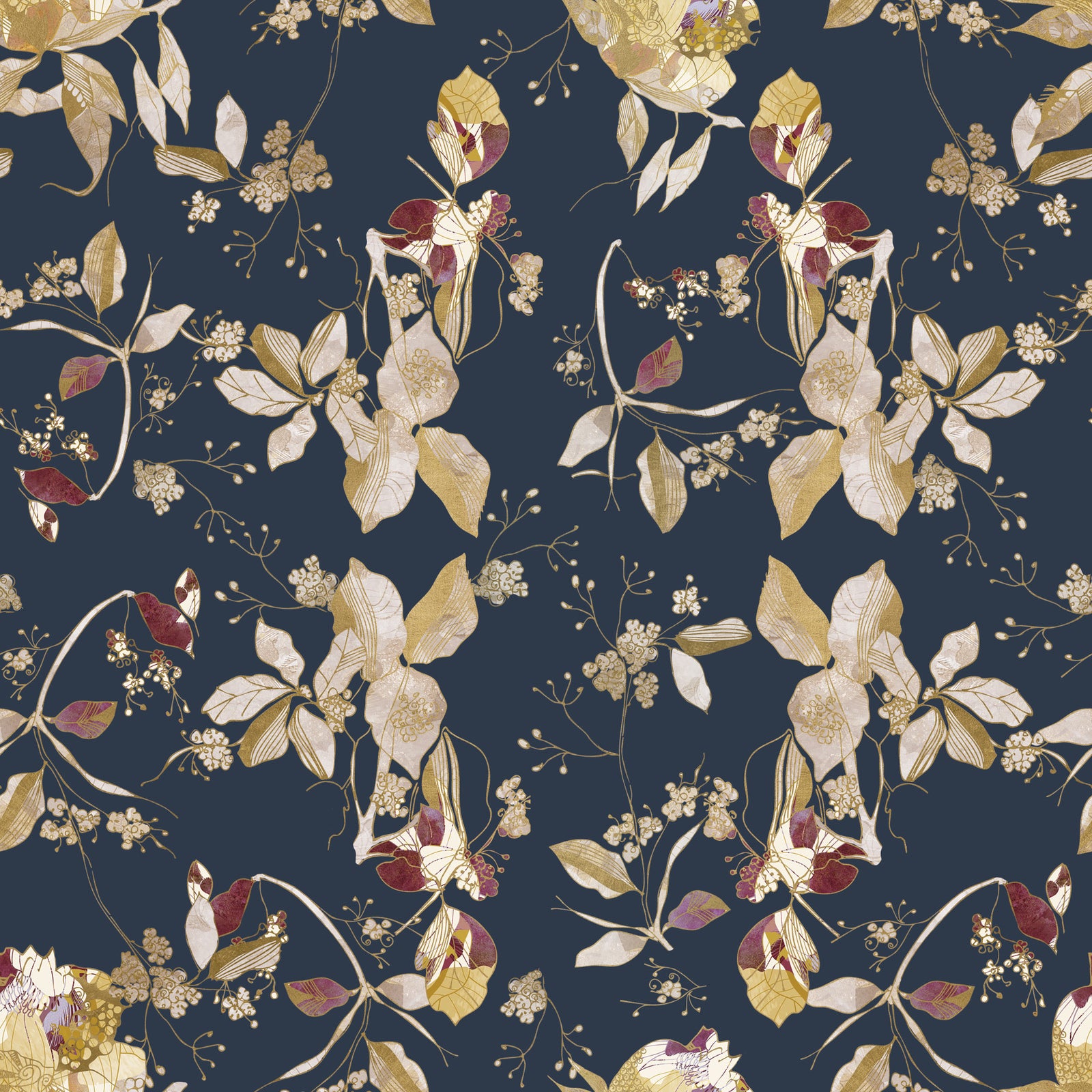 Forest Green Floral Trail  Wallpaper⁠
