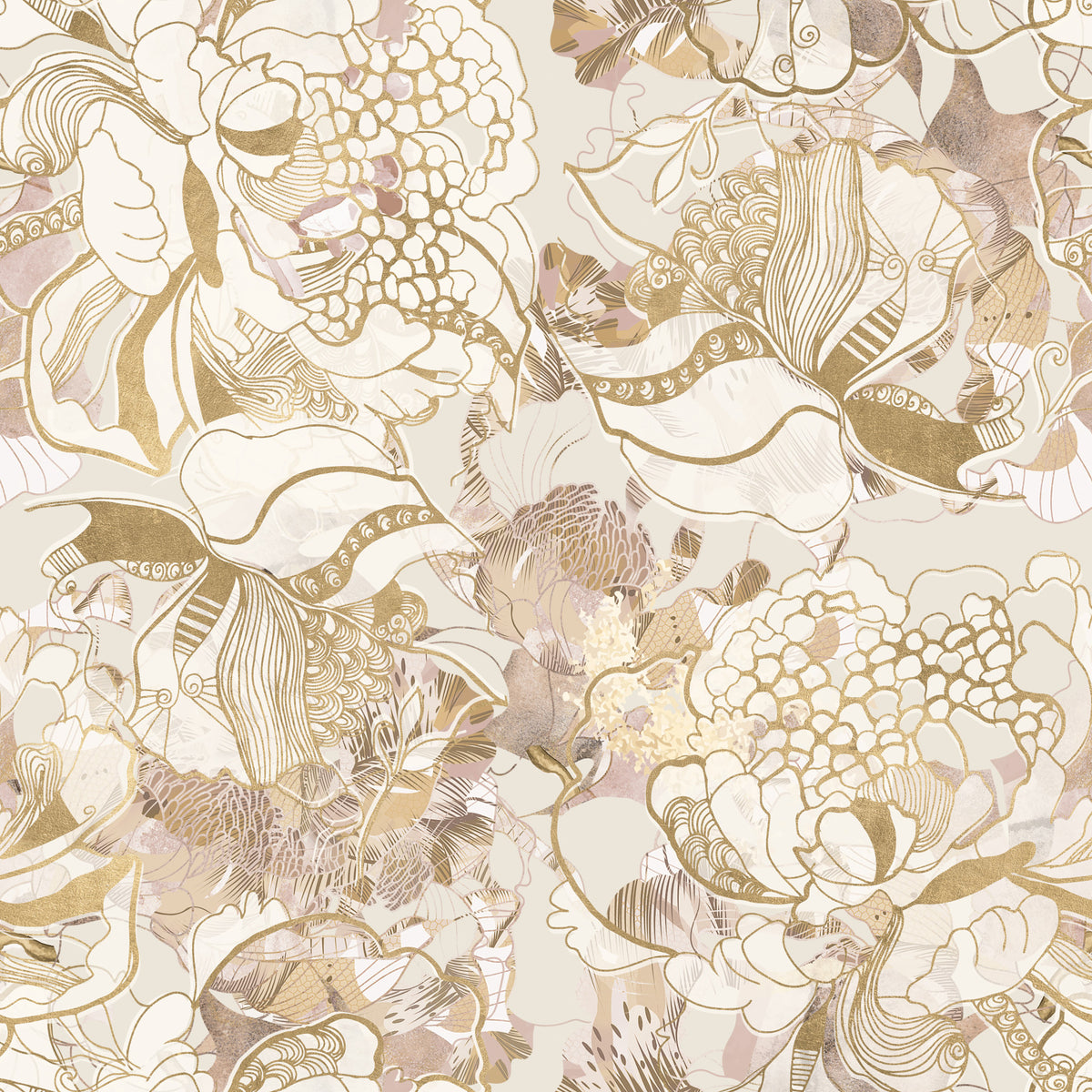 Blush Neutral Peony Wallpaper⁠ in your room