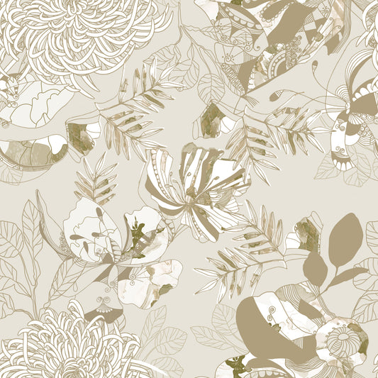 Warm Neutral Chrysanthemum Wallpaper⁠