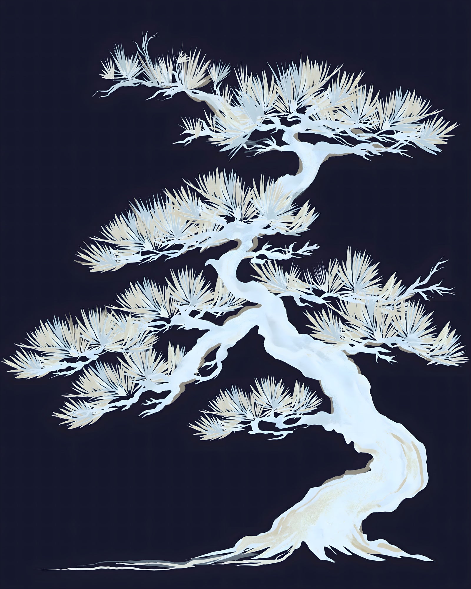Japanese Ethereal Matsu Pine Silhouette Wall Mural