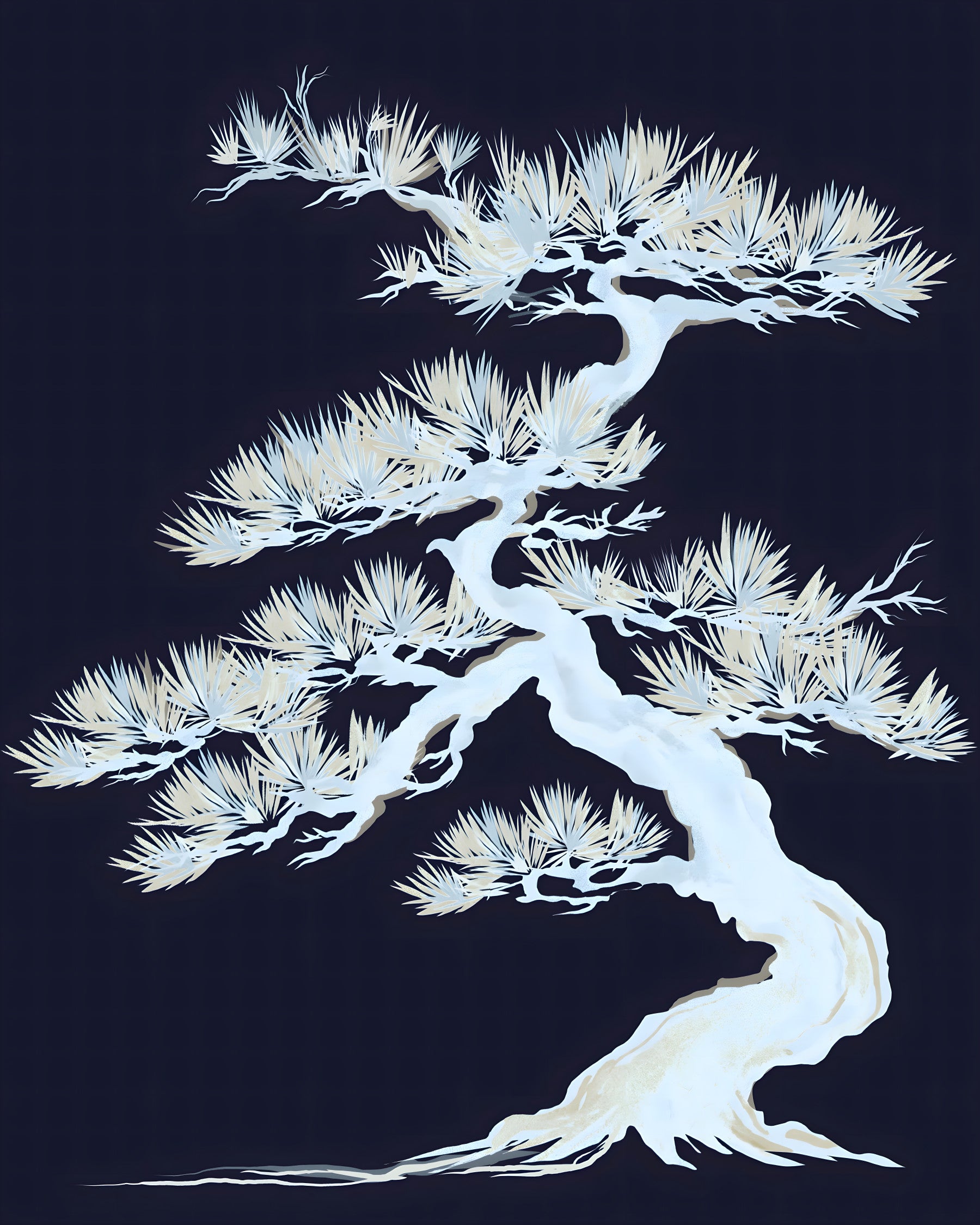 Japanese Ethereal Matsu Pine Silhouette Wall Mural in your room — zoomed