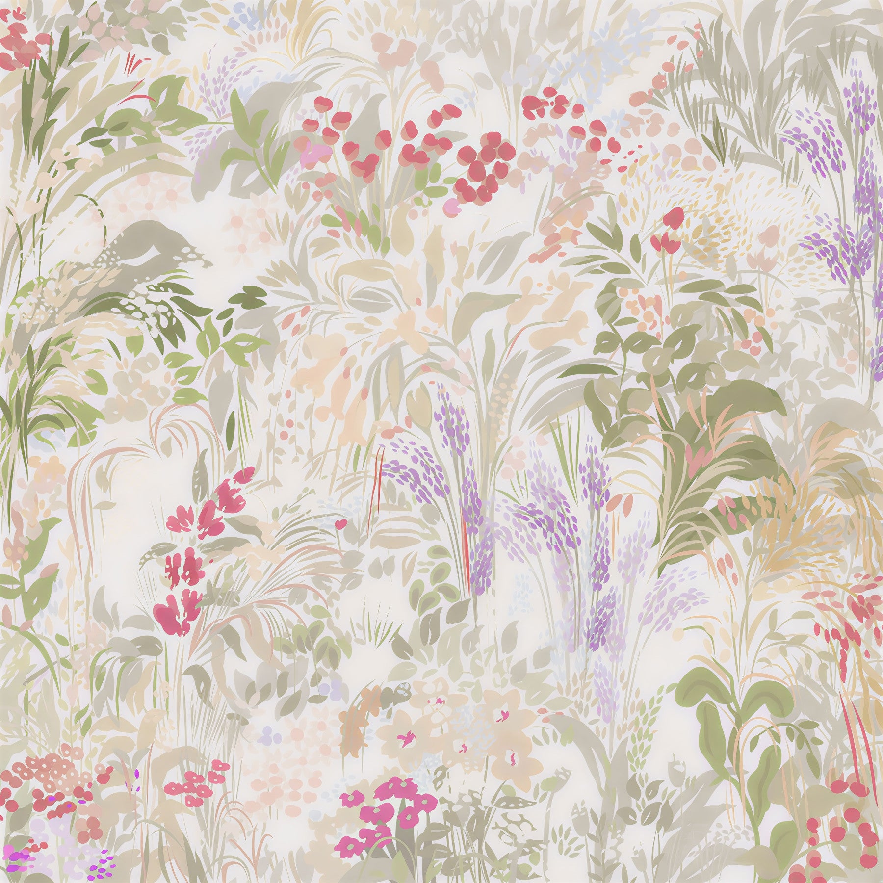 Dreamy Wildflower Meadow Soft Pastel Romance Wall Mural
