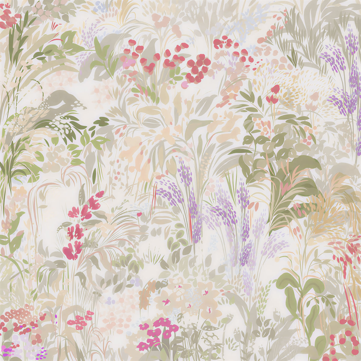 Dreamy Wildflower Meadow Soft Pastel Romance Wall Mural in your room — zoomed