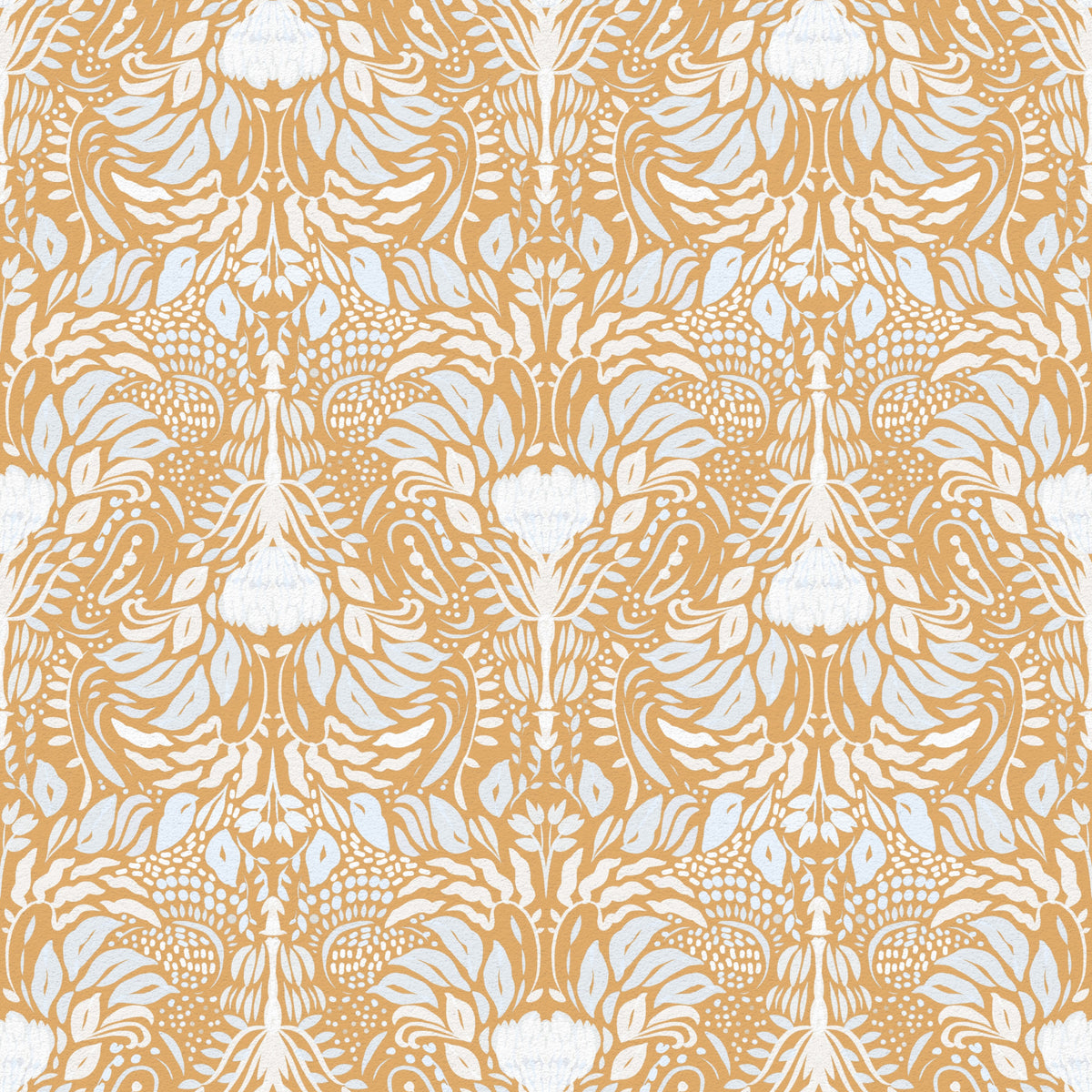 Golden Folk Floral Symmetry Wallpaper⁠ in your room