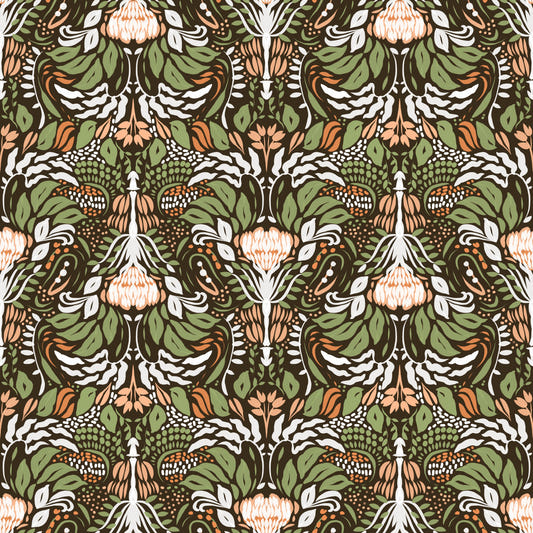 Earthy Botanical Intricate Luxurious Floral  Wallpaper⁠