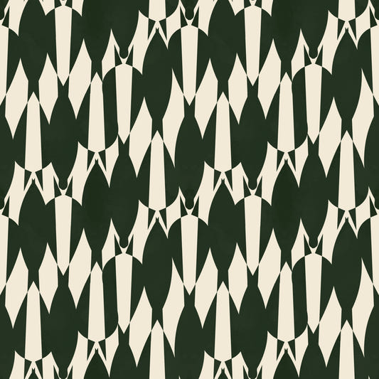 Modern Crest Pattern Green Cream  Wallpaper⁠