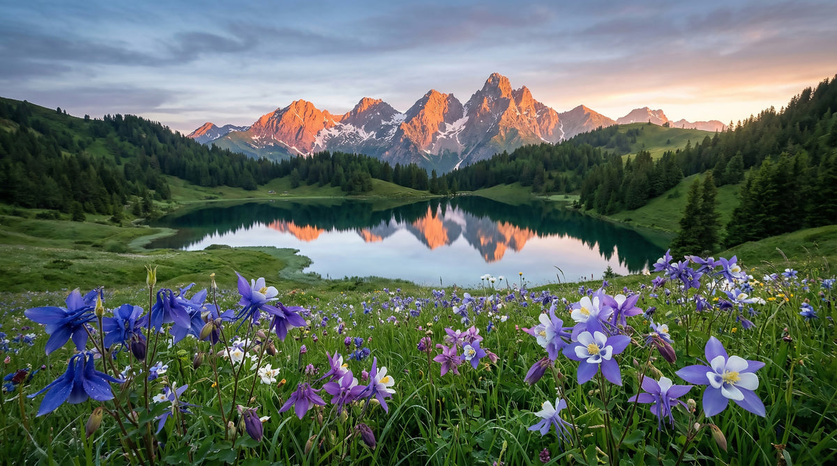 Alpine Glow Reflection Wall Mural in your room — zoomed