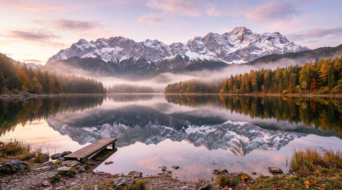 Alpenglow Lake Reflection Wall Mural in your room — zoomed